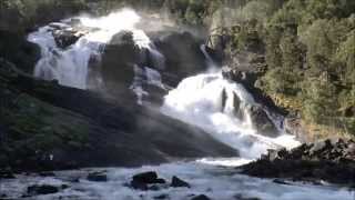 The Husedalen waterfalls Kinsarvik Hordaland Norway [upl. by Aliuqaj429]