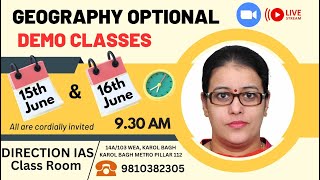 Geography Optional Demo Classes I Neetu Singh I 15th and 16th June  930 AM [upl. by Valda244]