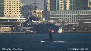 Peruvian Submarine BAP Pisagua Tours San Diego Bay Before Departure [upl. by Fujio]