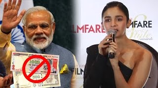 Alia Bhatt REACTS To Modis BAN On 500 amp 1000 Rs Note [upl. by Krahling372]