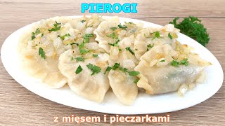 Najlepsze pierogi z mięsem z rosołu i pieczarkami 👌 idealne mięciutkie ciasto na pierogi 👍 przepis [upl. by Amre]