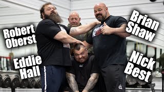 Training with The Strongmen at BRIAN SHAWS GYM  Eddie Hall [upl. by Atisusej]