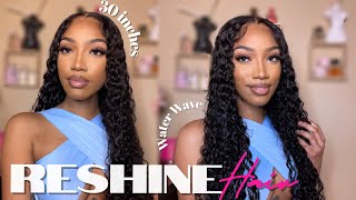 BEST AFFORDABLE CLOSURE WIG FOR BEGINNERS  MUST HAVE 30” WATER WAVE HD LACE WIG  ReshineHair [upl. by Paten]