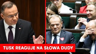 Wybuchnęli śmiechem po słowach Dudy Tusk aż pokręcił głową [upl. by Amble]