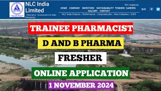 NLC INDIA PHARMACIST  TRAINE PHARMACIST JOB  APPRENTICE TRANING  PHARMACIST VACANCY 2024 job [upl. by Imray]