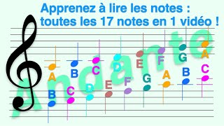 A B C  Clé de Sol vitesse ANDANTE  Apprendre à lire toutes les 17 Notes avec 1 seule vidéo [upl. by Eedna22]