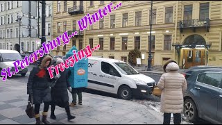 walking city St Petersburg Leningrad  Malaya Morskaya street architecture cars people [upl. by Godiva]