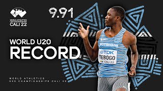 991 ‼️ Tebogo breaks his own world U20 record  World Athletics U20 Championships Cali 2022 [upl. by Nary452]