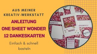 Wie man ein Blatt Papier zum Wunder macht 2  One sheet wonder  12 Grußkarten Danke  StampinUp [upl. by Nosittam]