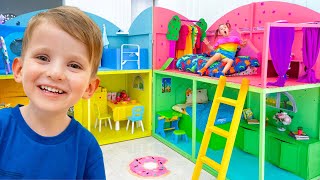 Vania Mania Kids Build a Giant Dollhouse for Stephi  More Videos for Children [upl. by Esinwahs382]