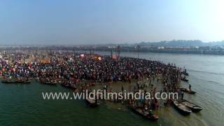 Triveni Sangam  the confluence of Ganga Yamuna and Saraswati Aerial view [upl. by Tasha]