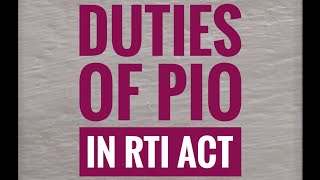 Duties of Public Information Officer PIO in RTI Act [upl. by Enyamart]