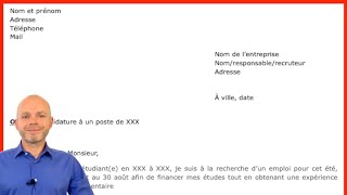 COMMENT REDIGER UNE LETTRE DE MOTIVATION POUR UN EMPLOI exemple modèle [upl. by Nutter]