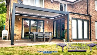 Yorkshire Pergolas  Vista Garden Pergola Wall Mounted With White Louvered Roof [upl. by Ayotyal]