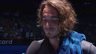 Stefanos Tsitsipas oncourt interview RR  Mastercard Hopman Cup 2019 [upl. by Sharity]