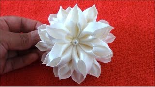 Flores Kanzashi hermosas en cintas de raso paso a paso [upl. by Groot]