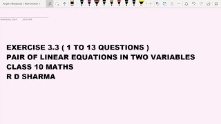 Ex 33 Part 1 Class 10 Maths RD Sharma [upl. by Mccarty51]