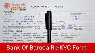 Bank Of Baroda ReKYC Form Fill Up 2024  Bank Of Baroda New ReKYC Form  Bank Of Baroda KYC Form [upl. by Itram]