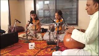 Kum Parnitha and Kum Samskruthi Violin Duet Concert Kriti Anuragamule [upl. by Elleirda]