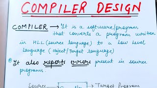 Lecture 1 Introduction to Compiler and types of COMPILER  Two parts of compilation process [upl. by Sandon]