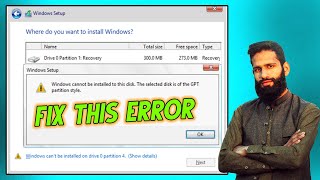Fix Windows cannot be installed to this disk The Selected disk of the GPT partition style [upl. by Onstad]