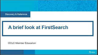 A brief look at FirstSearch [upl. by Vassili]