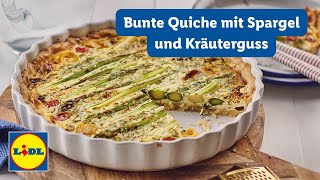 Spargelquiche  Frühlingsrezept Bunte Quiche mit Spargel und Kräuterguss  Lidl Kochen [upl. by Ozzie]