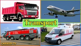 Transport Sounds  learn AIR WATER STREET SPACE Transport  Fire truck Police Car Ambulance [upl. by Naanac]