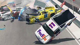 Massive Racing Pileup Crashes 3  BeamNG Drive [upl. by Ahsenaj]