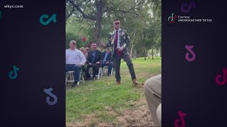 Flower man showers wedding guests with petals and laughs [upl. by Finstad921]