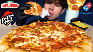 ASMR MUKBANG PIZZA HUT DOMINOS PAPA JOHNS PIZZA PARTY  WITH RANCH amp CHEESE [upl. by Terrye]