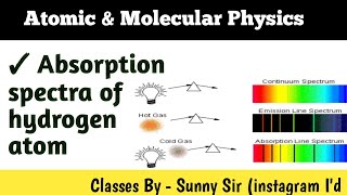 Absorption spectra of hydrogen atom  emissions spectra of hydrogen atom atomic physics bsc [upl. by Lyndes]