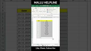 How to Find the Day of the Week for Any Date in Excel excel date exceltips [upl. by Adolphe]