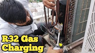 R32 Gas Charging  refrigerant leak test  Gayatri airzone [upl. by Quennie]