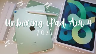 IPAD AIR 4 UNBOXING  apple pencil 2  accessories amp setup 🧃 [upl. by Notserp]