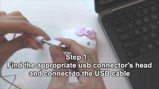 Hello Kitty Portable External Battery Charger  Unboxing and Instruction [upl. by Bilicki]