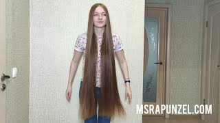 MsRapunzel  New Model has the Shiniest Straight Classic Length Hair [upl. by Assital]