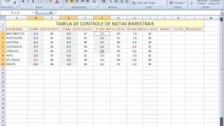 Tabela Excel Controle de Notas de alunos [upl. by Anertal]