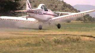 Cropduster Piper Pawnee some cross wind spraying and landing 2011 [upl. by Ayekahs]