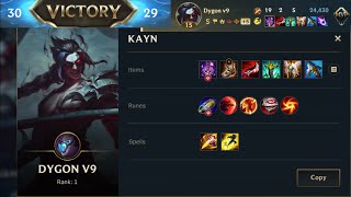 Wild Rift Kayn  Rank 1 Kayn Solo Carry [upl. by Derrik]