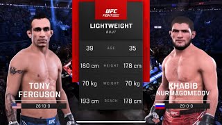 Tony Ferguson vs Khabib Nurmagomedov  UFC 5 Legendary AI vs AI Simulation [upl. by Ellak498]