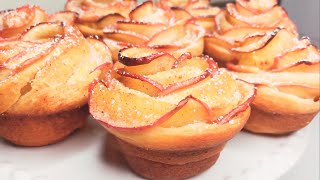 How to make a Rose shaped Apple Tart14ميني طرطة التفاح على شكل وردة 🌺 سهلة ولذيذة [upl. by Teerprah]