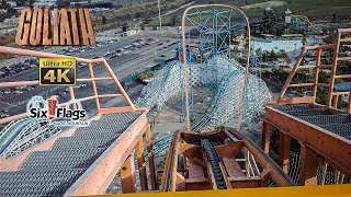 2022 Goliath Roller Coaster On Ride Front Row 4K POV Six Flags Magic Mountain [upl. by Ennovaj629]