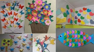 Preschool Paper Art decoration ideasClassroom paper flowers decoration ideaPaper Art amp Crafts idea [upl. by Iruam]