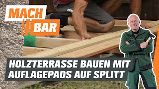 Holzterrasse bauen im Splittbett auf Auflagepads  OBI [upl. by Shanda]