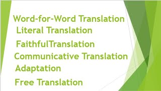 Translation Methodsتقنيات الترجمة [upl. by Odlo]