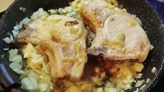 COTE DE PORC A LA MOUTARDE food recipe cooking yummy cuisiner [upl. by Mila]