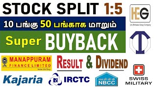 SUPER BUYBACK STOCK SPLIT 15 UPCOMING DIVIDEND  RESULT  IRCTC  NBCC INDIA LTD HEG MANAPPURAM [upl. by France]