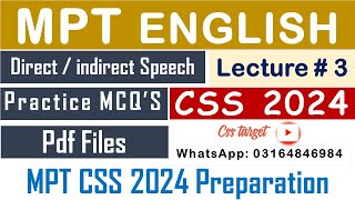 CSS MPT 2024  Lecture  3  English  Direct amp Indirect  Narration  CSS Screening Test  FPSC [upl. by Reed268]