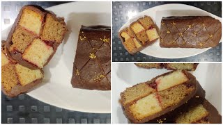 Battenberg cake recipe  Eggless  Easiest way to make  Checkboard cake [upl. by Ellevel280]